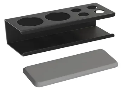 Immagine prodotto di Porta spazzolini elettrico, montaggio a parete, adesivo, nero, alluminio spaziale, base in diatomee