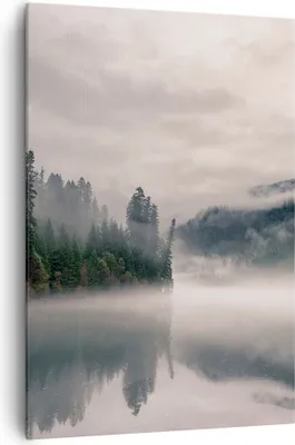 Produktbild von Bild auf Leinwand - Leinwandbild - Einteilig - Reflexion Nebel Landschaft - 70x100cm - Wand Bild - Wanddeko - Wandbilder - Leinwanddruck - Wanddekoration - Leinwand bilder - Wandbild - PA70x100-4482
