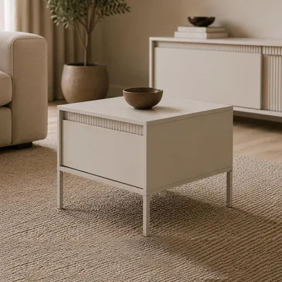 Produktbild von Kasinela – Couchtisch, 68x48x68h cm Beige, eine Schublade