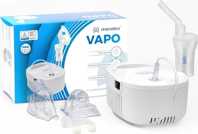 A white nebulizer kit is displayed with its packaging on a white background.