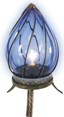 Image de Näve Leuchten lampe de table ORIENT avec E14 lampe de table ORIENT avec E14 lampes de table - lampe de table en verre "ORIENT", lampe de table en métal et verre en bleu, hauteur 32 cm, Ø 17 cm, douille E14