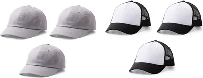 Produktbild von 6 Cricut Caps zum Selbstgestalten - Schwarz/ Weiß + Grau