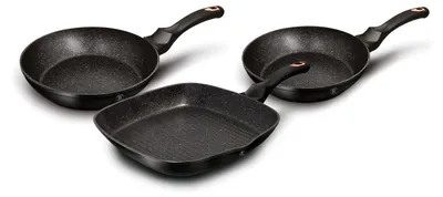 Produktbild von Berlinger Haus Black Rose Bratpfannenset + Grillpfanne 20-24-28cm Induktion Aluminium Antihaftbeschichtung Schwarz