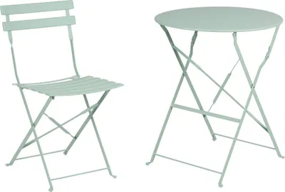 Obrázek produktu pro Arti Casa bistro set 3-dílný zelený - Skládací kovový zahradní nábytek na balkon nebo terasu - Kulatý stůl se 2 židlemi