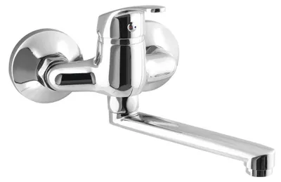Productafbeelding van AQUALINE 35 Wastafelmengkraan voor wandmontage, afstand 100 mm, plat uitloopstuk 160 mm, chroom