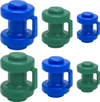 Produktbild von AWM Trampolin Endkappen Schutzkappen 25 mm - Innenliegend - Sicherheitsnetz Kappen Abschlusskappen (Blau / Grün - 6x)
