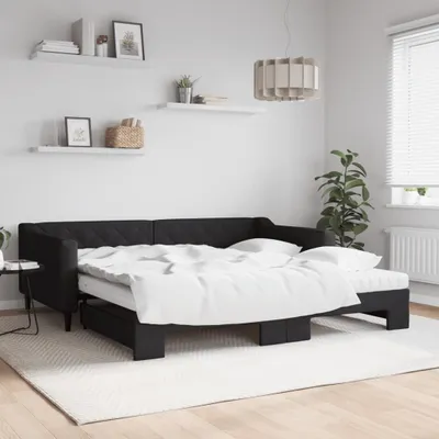 Image de Maison Exclusive - Canapé-lit convertible avec matelas noir 100 x 200 cm en tissu