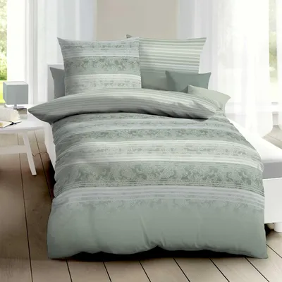 Produktbild von Bettwäsche Kaeppel Satin 357-63 Palace Streifen khaki grün 135x200