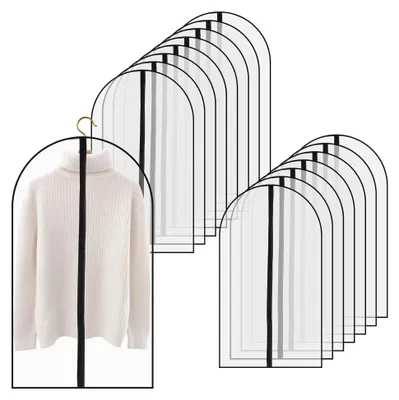 Produktbild von 15 Stück 60 x 100cm Kleiderschutzhülle mit Reißverschluss, Kleidersack Kleidertaschen Aufbewahrung Kleidersäcke für Anzüge und Kleidung