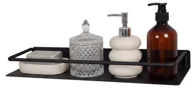 Produktbild von Schwarzes Metall-Wandregal für Badezimmer und Wohnzimmer