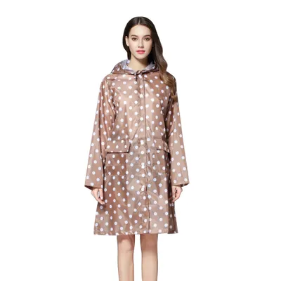 Produktbild von Mode niedliche Punkte Regenmantel Frauen Poncho wasserdichte Regen tragen Outdoor -Manteljacke im Freien-Kaffeepunkte