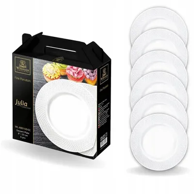 Produktbild von Wilmax Dessertteller 20 cm Weiß Porzellan 6er Set WL-880100/6C