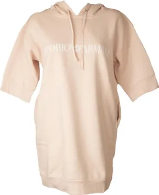 Produktbild von EMPORIO ARMANI Damen Sweatshirt Maxi Hemdkleid Nachthemd mit Kapuze und 3/4 Ärmeltaschen Artikel 164601 2F265, S - IT 2 / US / UK S / CN 160/84A, Cotone 70%,Poliestere 30%