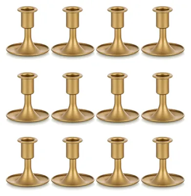 Image de Supports à bougies Romadedi, en or, lot de 12, pour la décoration de table, réceptions de mariage, etc