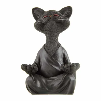 Produktbild von Buddha-Katzenstatue, Meditation, Yoga, Sammlerstück, Geschenk für Katzenliebhaber, Meditationsdekoration(Schwarz, 18 cm)