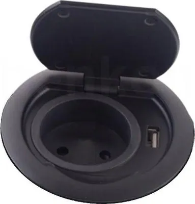 Produktbild von Thebo 17086.8 Einbausteckdose Schwarz Schuko USB Klappdeckel 85 mm