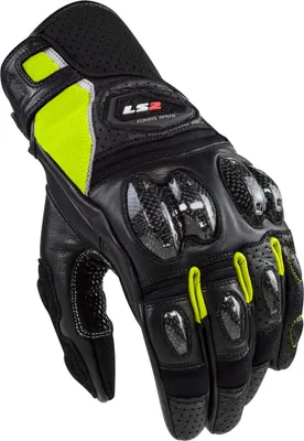 Produktbild von LS2 Spark II Leather perforierte Motorradhandschuhe, schwarz/neon, M