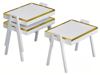 Zdjęcie produktu dla Elegancki biały drewniany stolik kawowy w nowoczesnym stylu