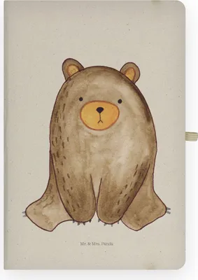 Produktbild von Mr. & Mrs. Panda notizbuch Bär sitzend - Transparent - Geschenk, Journal, Teddy, Tagebuch, A4 Kariert, Adressbuch, Skizzenbuch