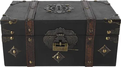 Image de Boîte de rangement rétro en bois, coffre à trésor vintage, multifonctionnel, décoratif pour bijoux, certificat