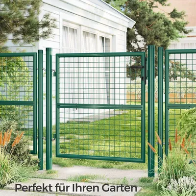 Produktbild von Gartentor – grüne Sicherheitstür aus verzinktem Stahl – Privatsphäre, 106 x 6 x 150 cm