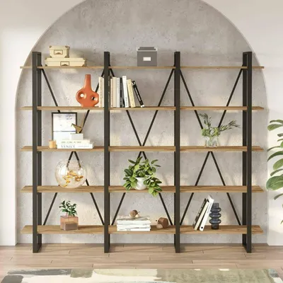 Productafbeelding van Altano - Boekenkast, 220x34x180h cm Eikenbruin, 5 Planken
