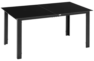 Produktbild von Gartentisch für 6 Personen - Rechteckiger Outdoor Esstisch - Metallgestell - Gehärtete Glasplatte - Tragkraft 50 kg - 150x90x74 cm - Schwarz