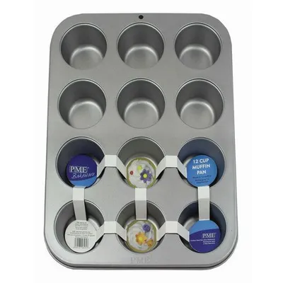 Obrázek produktu pro PME Muffin Pan, Plech na muffiny, Kulatý, Plochý povrch, Šedá, Uhlíková ocel, Šedá