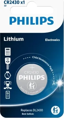 Produktbild von Lithium Batterie Cr2430 Philips 3vdc (Blisterpackung 1 Batterie) Cr2430-philips