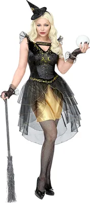 Imagen del producto de Disfraz de bruja lunar para mujer, ideal para Halloween, en color  y dorado