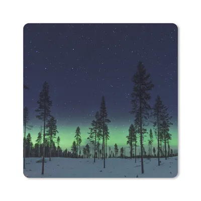 Produktbild von MuchoWow® Mauspad Mousepad Nordlicht - Schnee - Bäume - Natur - Grün 30x30 cm - Mousepads - Maus Mat - Pad - Mausunterlage - Gaming