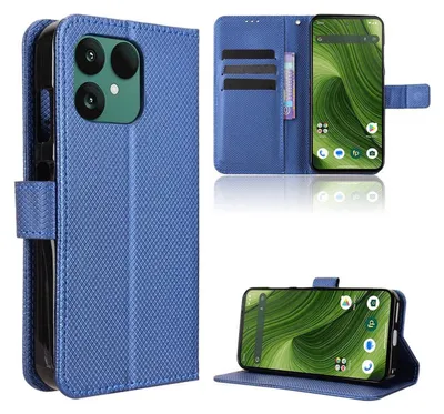 Image de Étui en similicuir Fairphone 6, motif diamant, style « Design Book Wallet », bleu