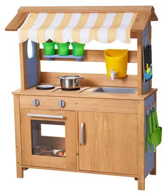 Produktbild von VEVOR Matschküche, Outdoor-Matschküche für Kinder, Holzspielküchen für den Außenbereich mit Löffeln, Spüle, Sonnenschutz, drehbaren Rädern, Kochgeschirr und Zubehör, Holzspielküchen für Zuhause, Rasen, 31.5 Zoll-a, 1 Aufbewahrungsschrank
