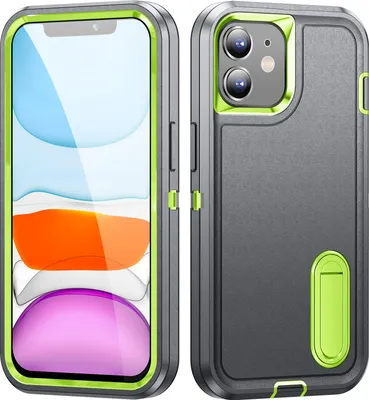 Produktbild von Hülle für iPhone 11 Hybrid Dreilagige Robust Stoßfest Schwerlast Schutzhülle mit Ständer Grau
