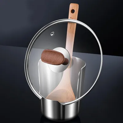Image de Support 2-en-1 pour couvercles de casseroles en acier inoxydable, avec espace pour les cuillères, organisateur de cuisine vertical et stable, idéal pour la cuisinière, les placards, le four et le plan de travail