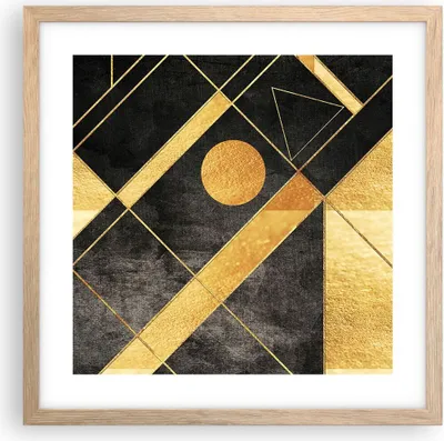Produktbild von Gerahmtes Poster - Rahmen in heller Eiche - Golden Schwarz Figuren - 40x40 cm - Wand Bild - Wanddeko - Wandbilder - Kunstposter - Wandposter - Bilderrahmen - Bilder - Kunstdruck - P2NAC40x40-5089