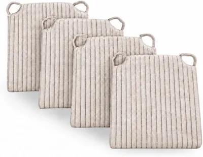Produktbild von sunnypillow 4er Set Cord Stuhlkissen mit Klettverschluss - Cremefarben