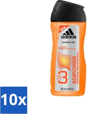 Produktbild von Adidas - 3-in-1 Duschgel - Adipower Maximum Performance - 250 ml - Vorteilspack - 10 Stücke