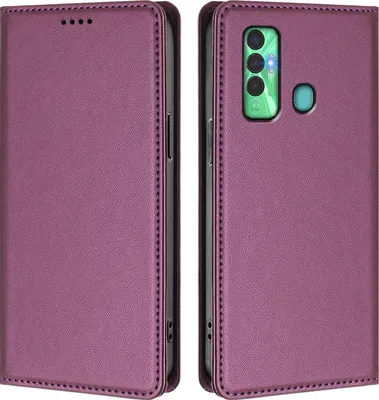 Produktbild von Handyhülle für Tecno Spark 7P, Kunstleder Klapphülle Stoßfeste Magnetische Hülle mit Ständer Lila
