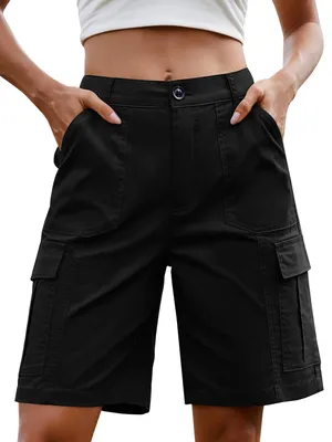 Produktbild von StylSense Cargo Shorts Damen Sommer Bermuda Kurze Hose Baumwolle Hohe Taille mit