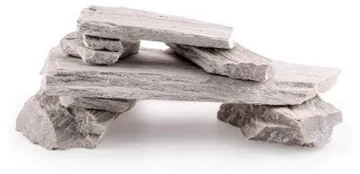 Produktbild von Schiefersteine Weiß 3 kg – Strukturierte Natursteine für Aquascaping, Rückwände und Höhlen – Terrarium Zubehör – Handverlesen, Wasserneutral, Sofort Einsetzbar