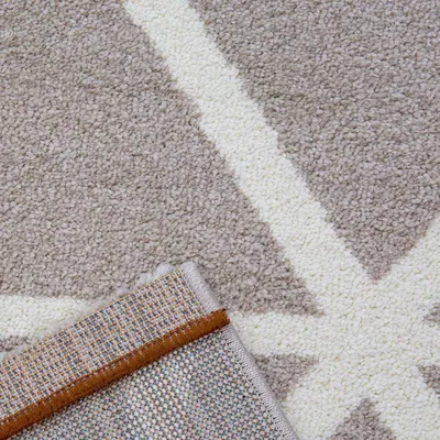 Produktbild von Teppich Kurzflor Pastellfarben Weiss Rauten Design Robust in versch. Farben, für Wohnzimmer, Schlafzimmer, küche, Farbe:Beige, Maße:80x150 cm