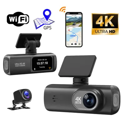 Collage of dashcam features and products.