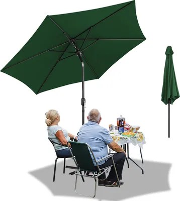 Produktbild von Sonnenschirm Balkon Ø270cm Neigungswinkel & Höhe verstellbar Balkonschirm Gartenschirm Terrassenschirm Sonnenschutz UV-Schutz Knickbarer Marktschirm,Grün