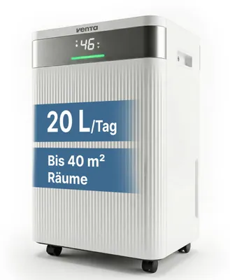 Luftentfeuchter 20 l/Tag, 4,5 l Tank, für Räume bis 40 m²