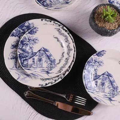 Produktbild von Hermia Concept, KAR7PPT1079, Tellerset (7-teilig), 100 % PORZELLAN, Mehrfarbig, 25 x 25 x 2 cm