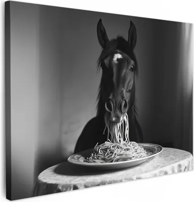 Produktbild von Leinwand Bilder 80x60 cm - Tiere, Komisch - Pferd, Wandbilder, Wanddeko Wohnzimmer, Bild