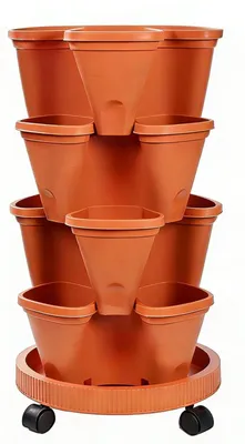 Image de Jardinière verticale à 4 niveaux avec système de drainage