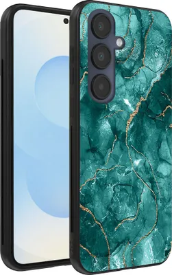 Produktbild von Smartphonica Handytasche Geeignet für Samsung Galaxy S25 mit Marmordruck - TPU zurück Abdeckung Fall Marmor Design - Gold Grün