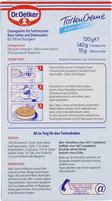 Produktbild von Dr. Oetker Tortencreme Käse-Sahne mit Dekorzucker
